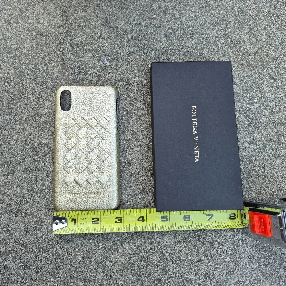 NIB Bottega Veneta Intrecciato Leather iPhone X Case in Platinum